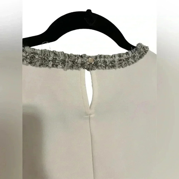 J. Crew Women’s Sleevless Tweed White & Grey Lace Top Size XS - Picture 5 of 6